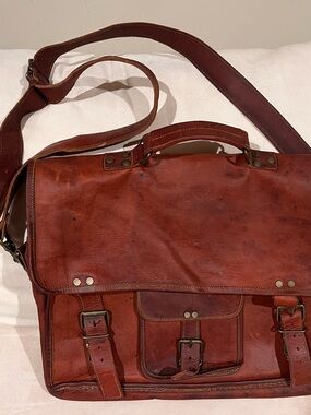 Classic Brown Leather Messenger Bag for Men